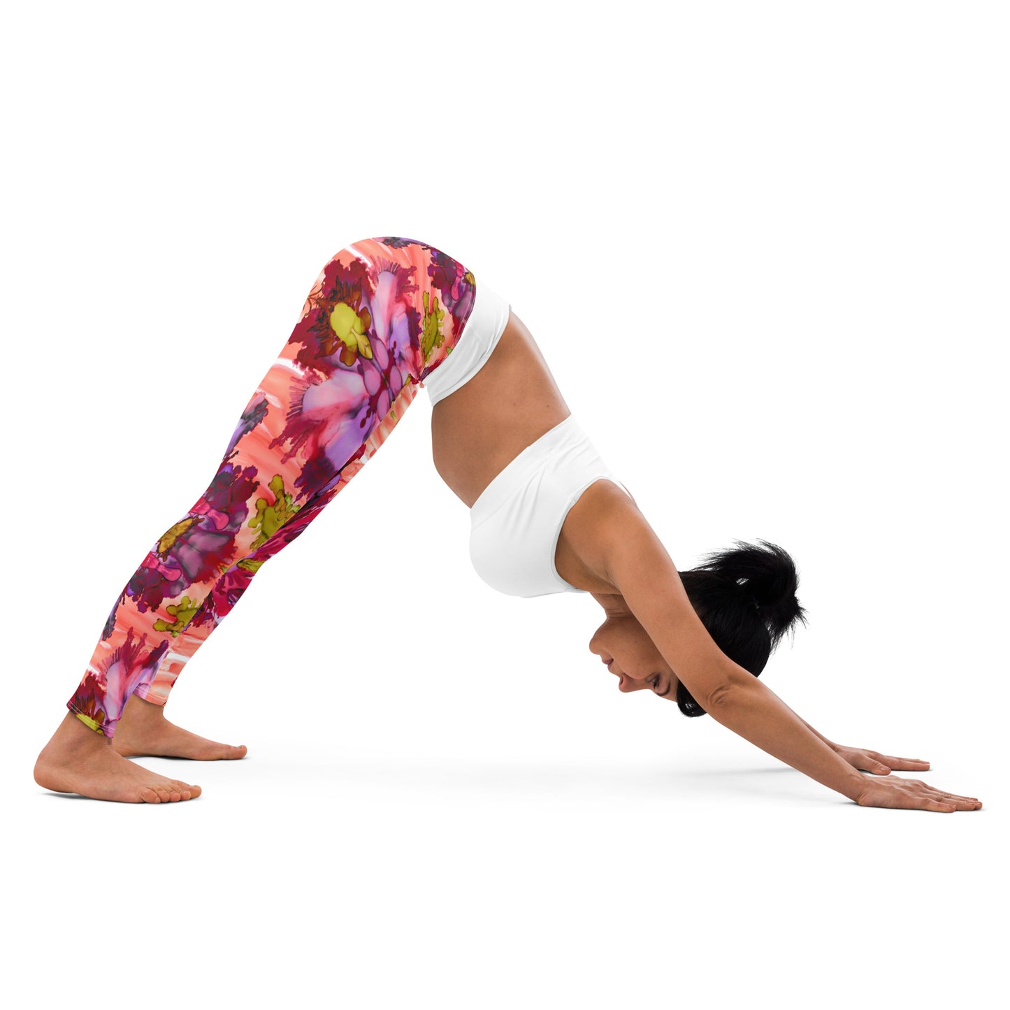 Red Flower Burst Yoga Leggings