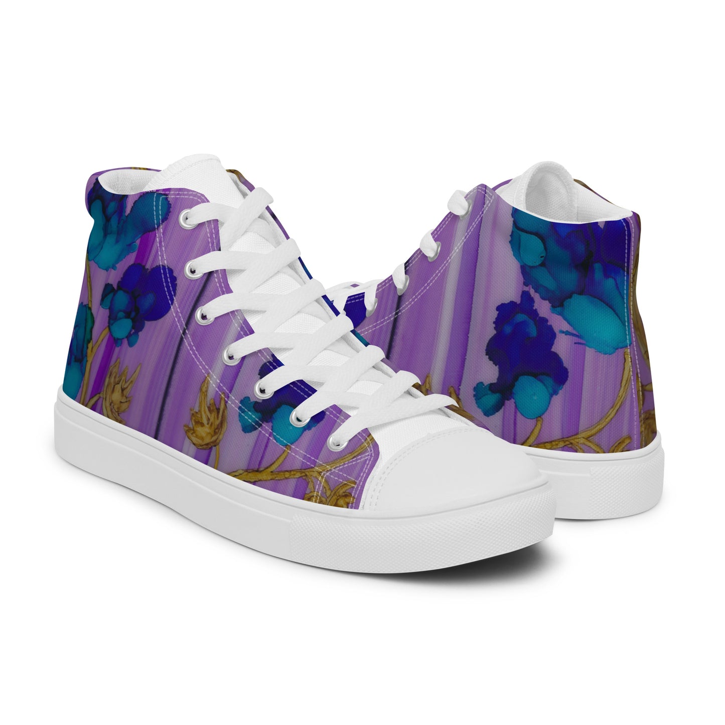 Blue Flower Pedal Women’s high top canvas shoes