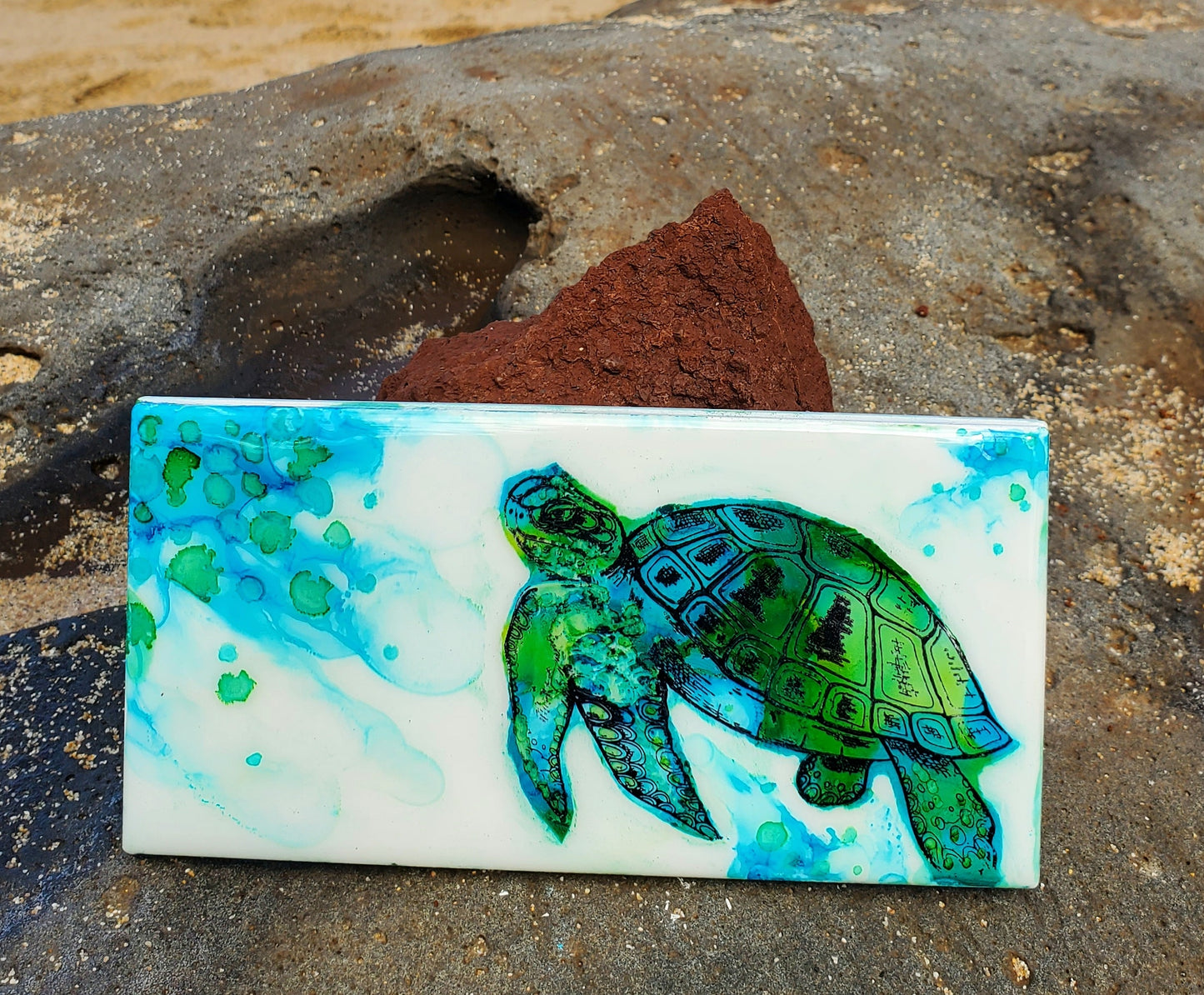 Blue Green Turtle Tile