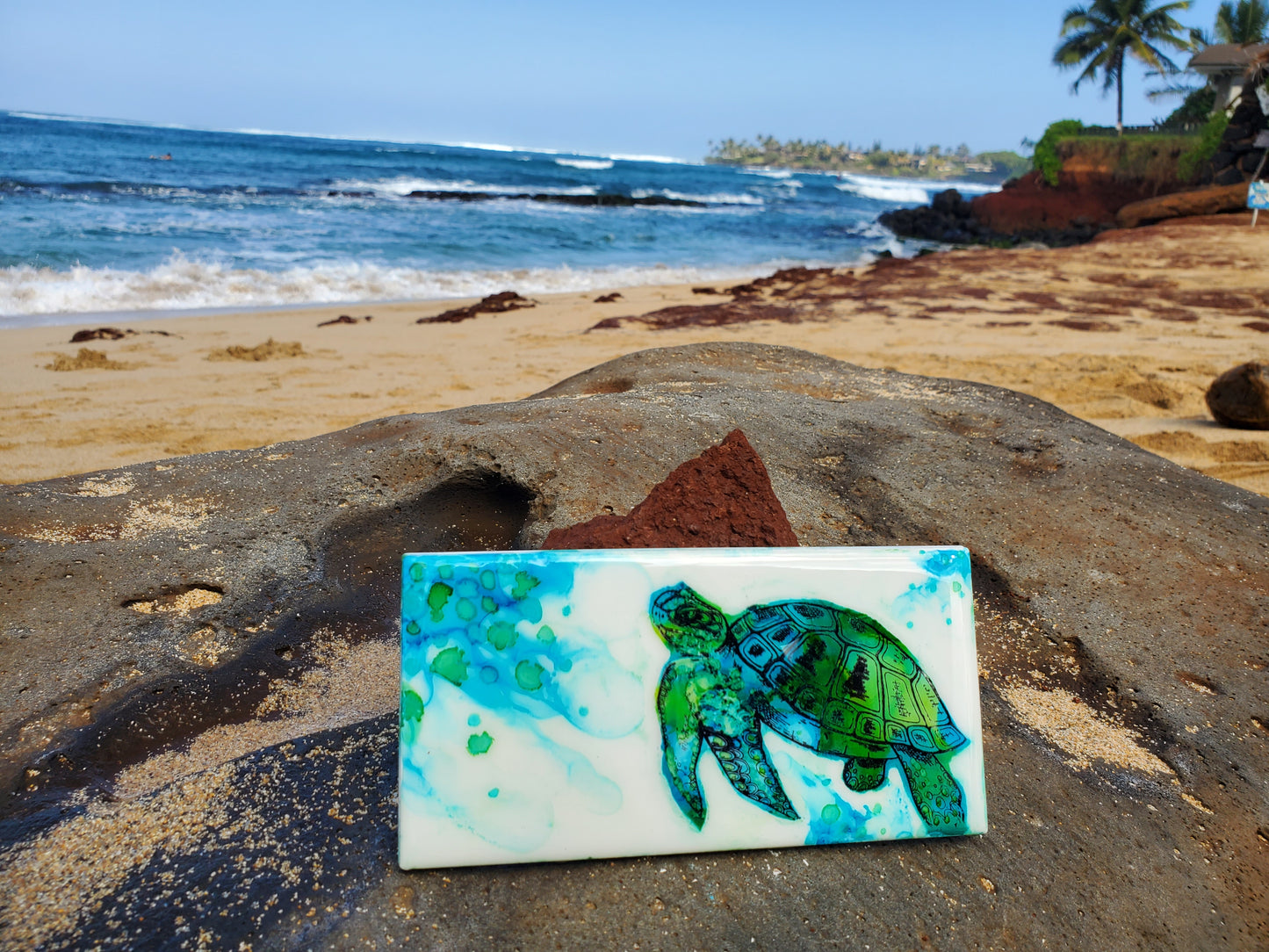 Blue Green Turtle Tile