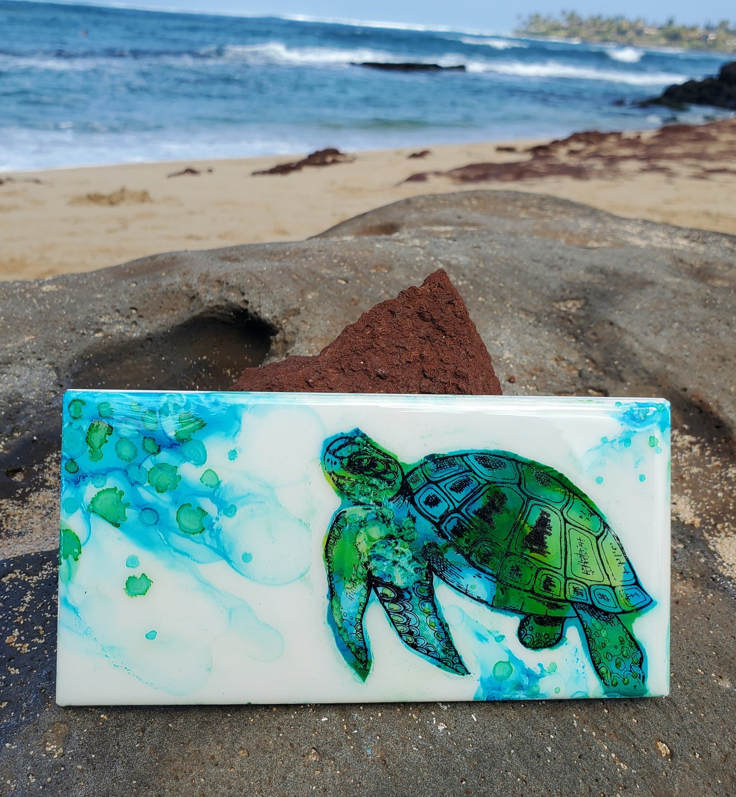 Blue Green Turtle Tile