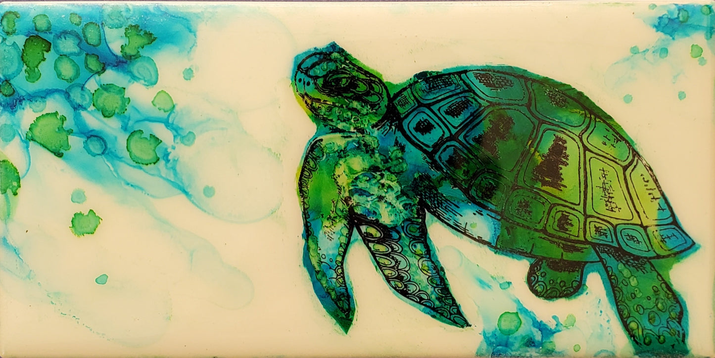 Blue Green Turtle Tile