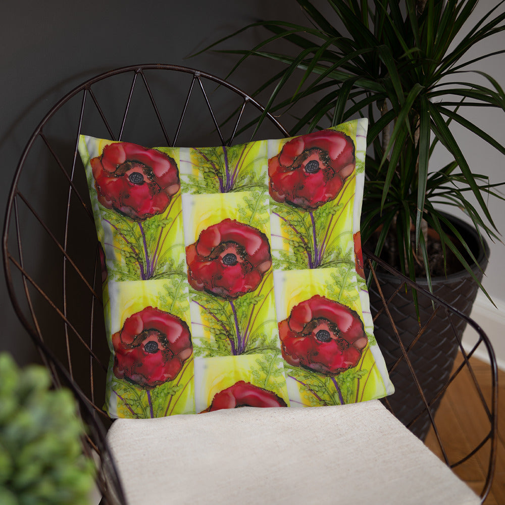 Red Poppy Basic Pillow