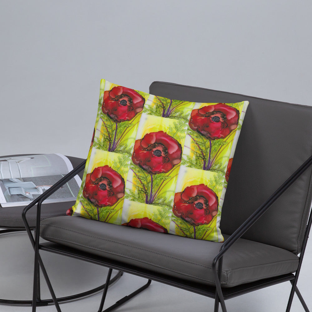 Red Poppy Basic Pillow