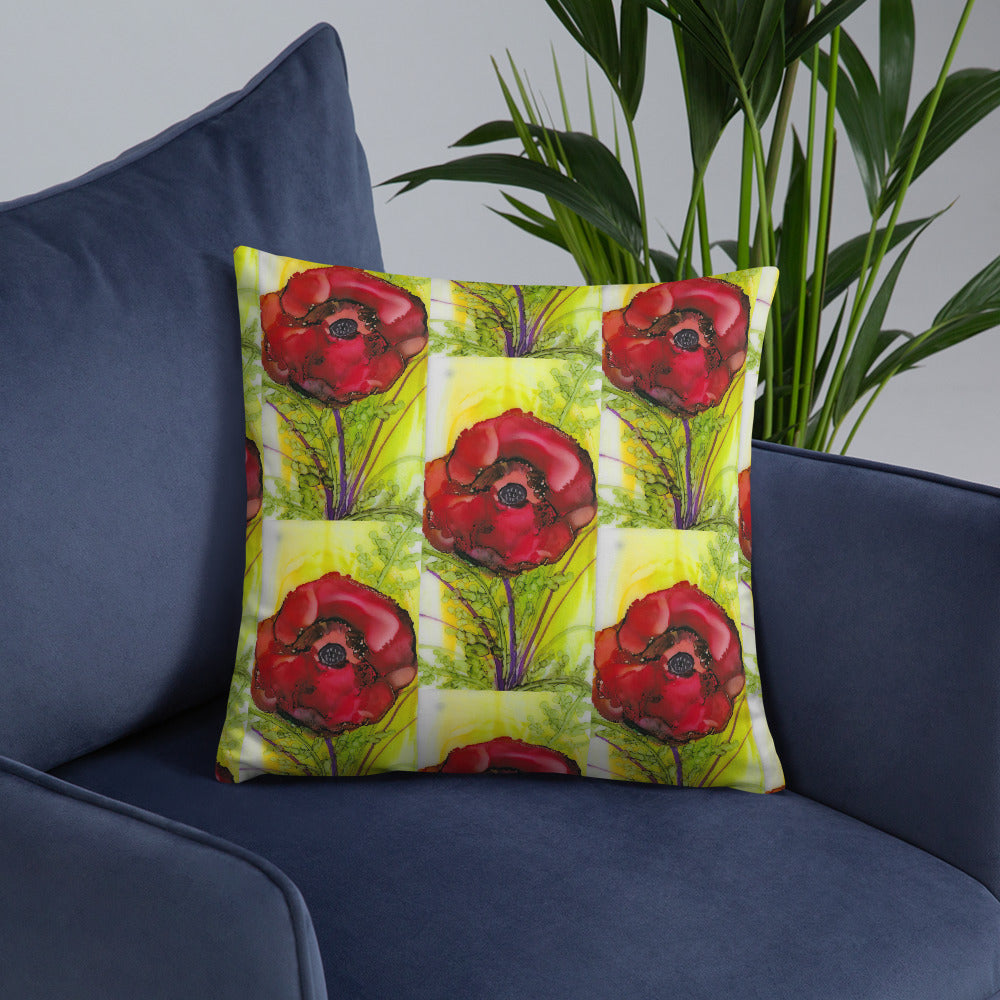 Red Poppy Basic Pillow