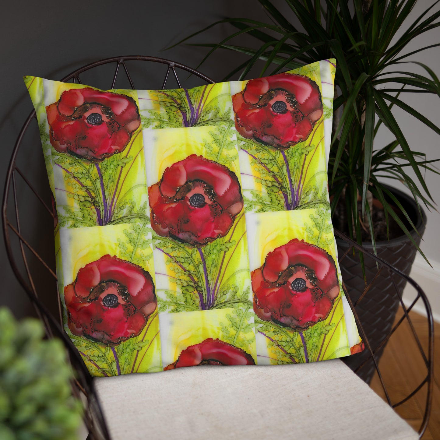 Red Poppy Basic Pillow