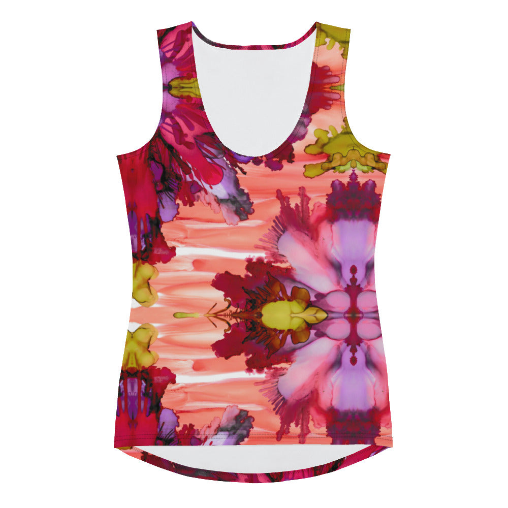 Red Flower Burst Tank Top