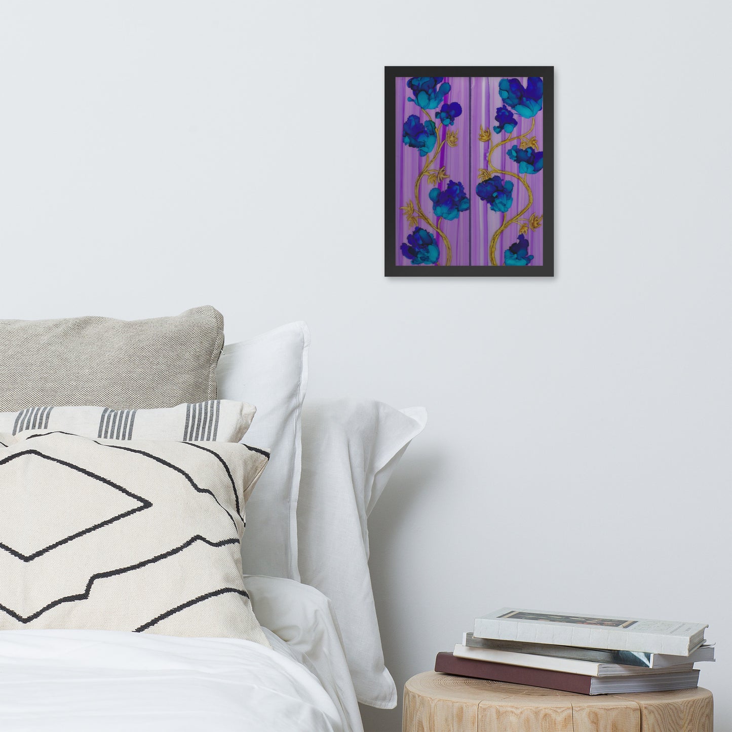 Blue Night Flowers Framed Print