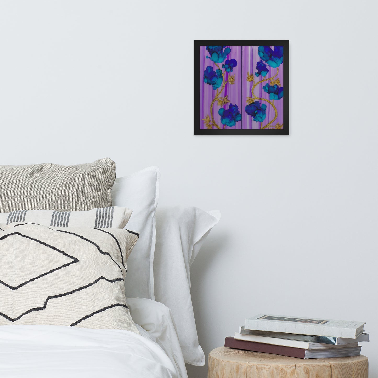 Blue Night Flowers Framed Print