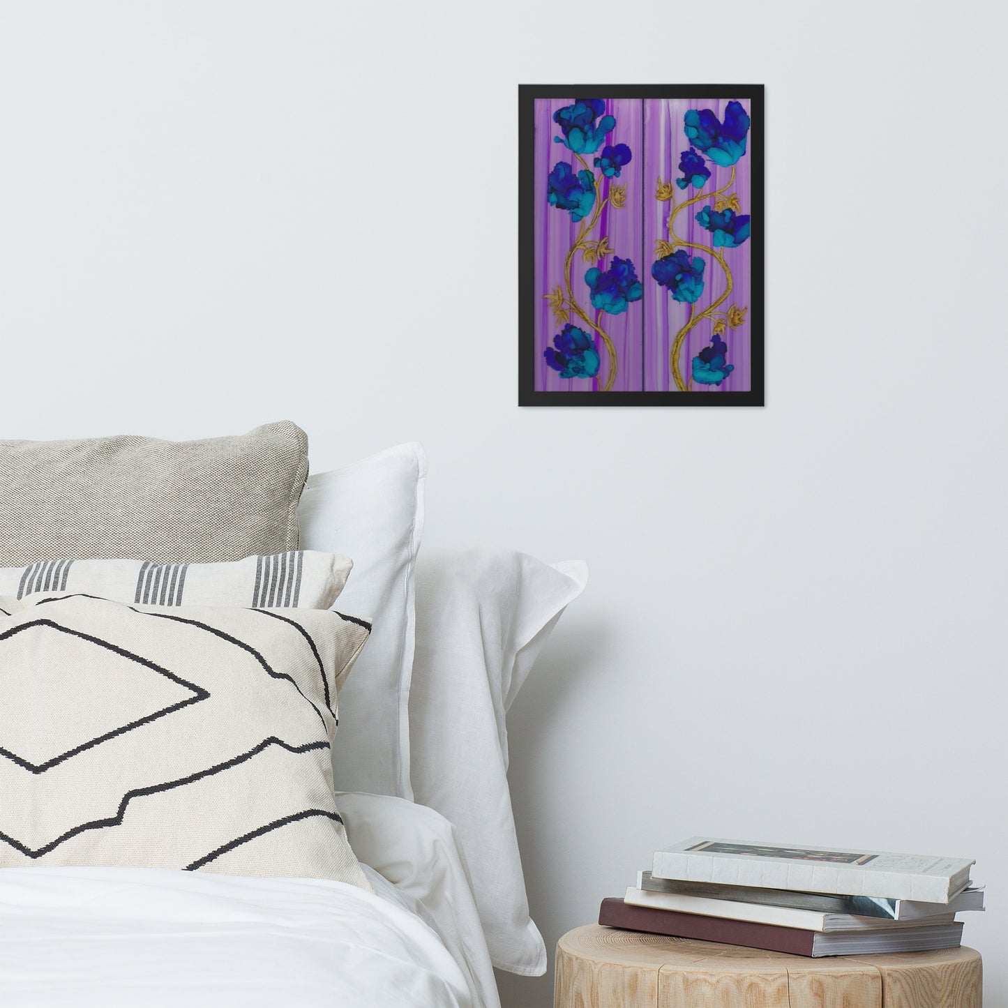 Blue Night Flowers Framed Print