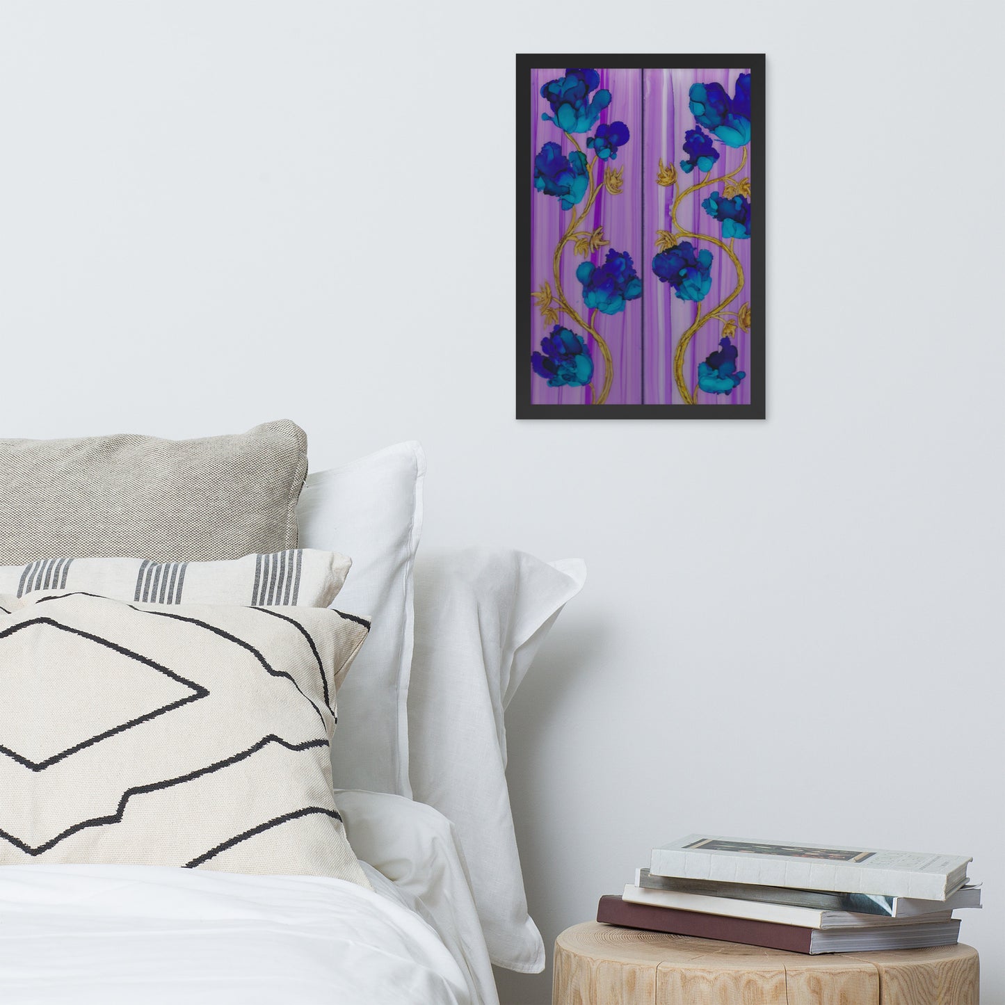 Blue Night Flowers Framed Print