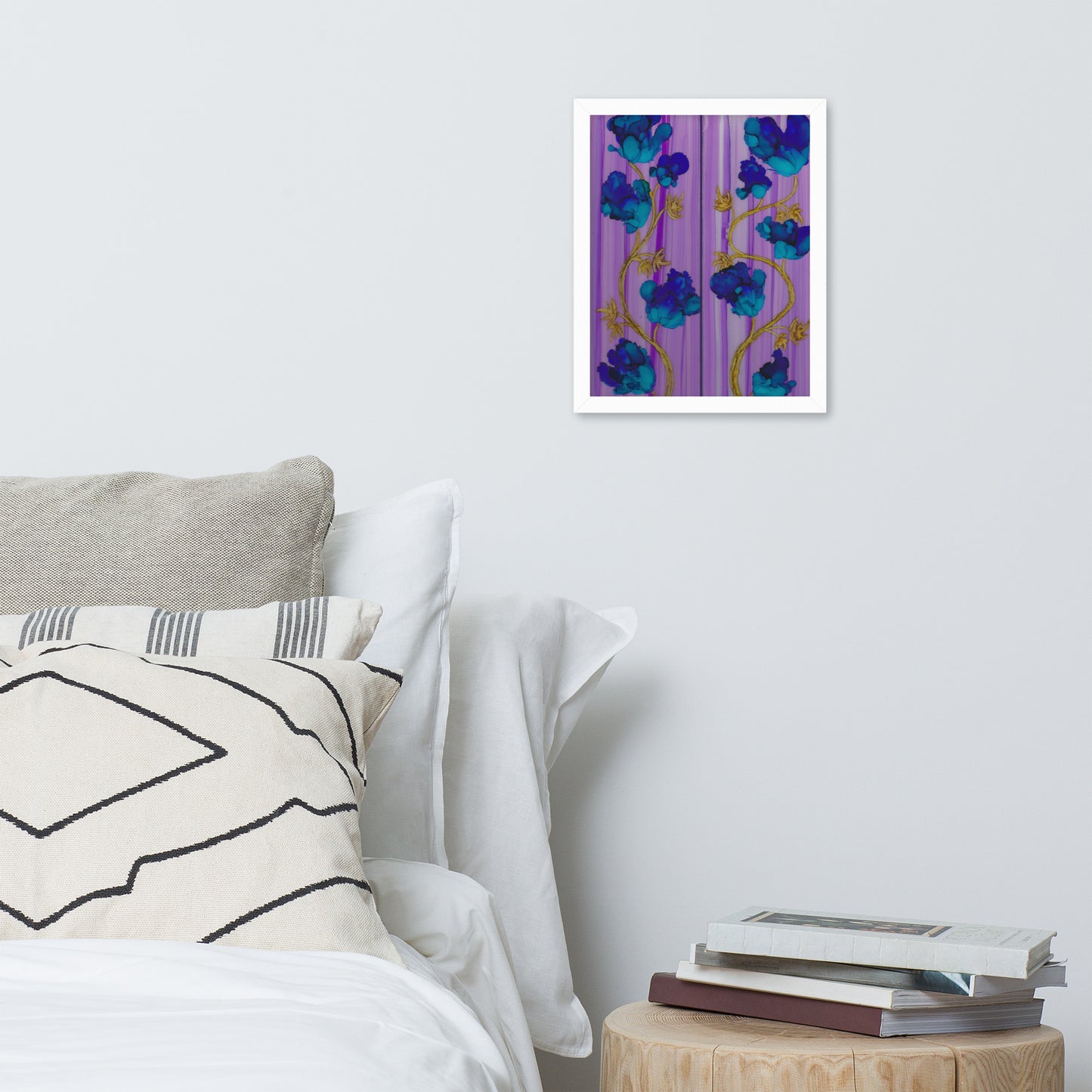 Blue Night Flowers Framed Print