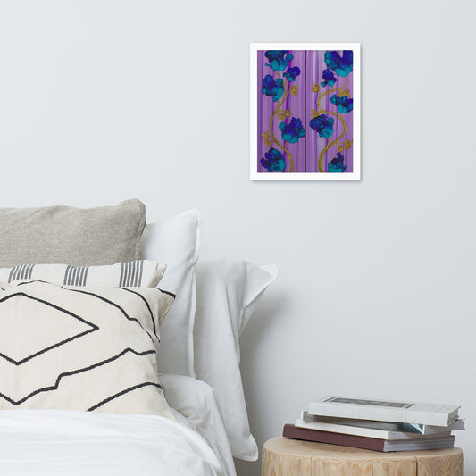 Blue Night Flowers Framed Print