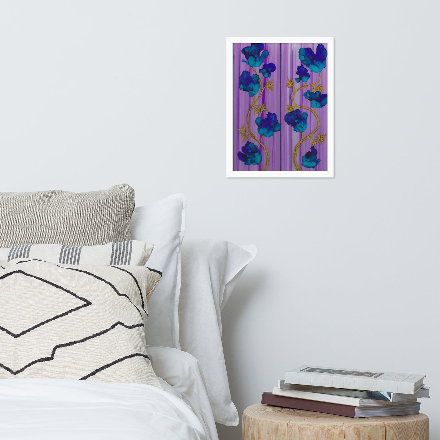 Blue Night Flowers Framed Print