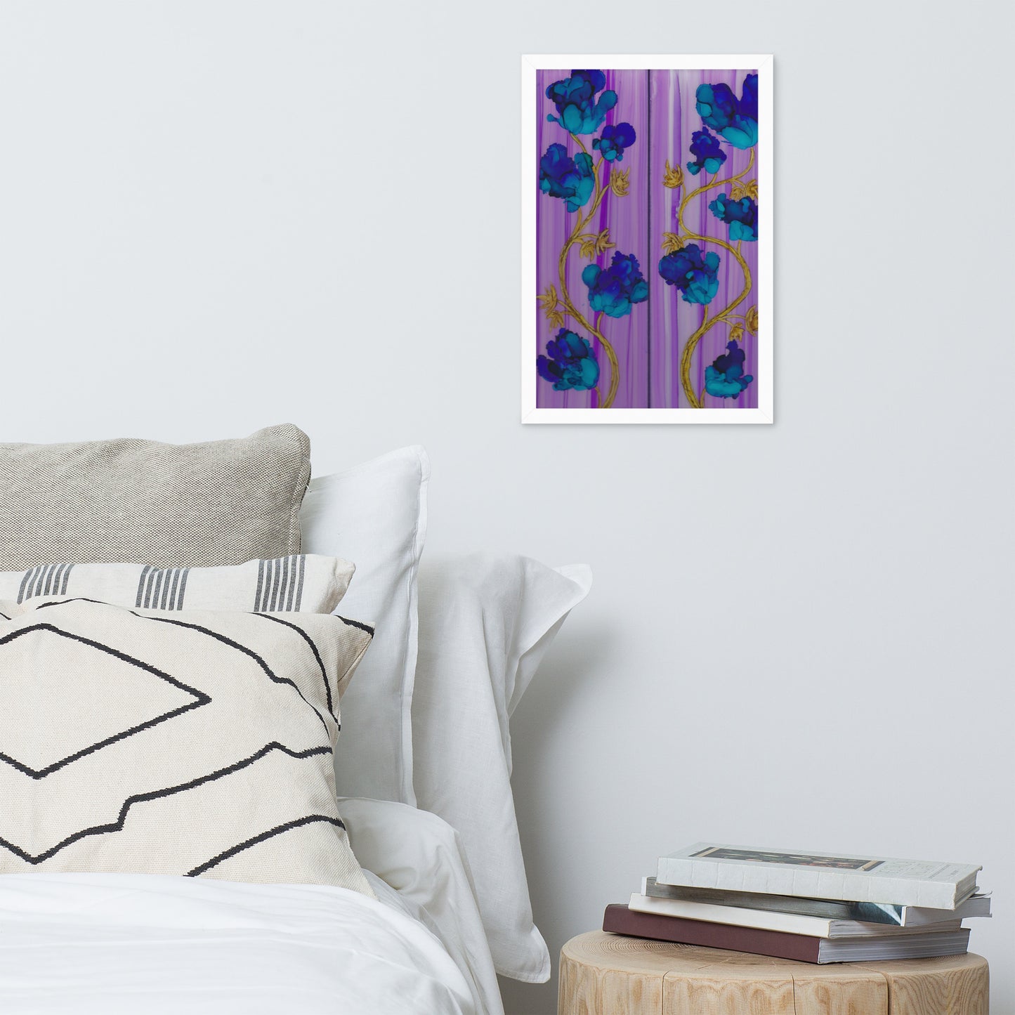 Blue Night Flowers Framed Print