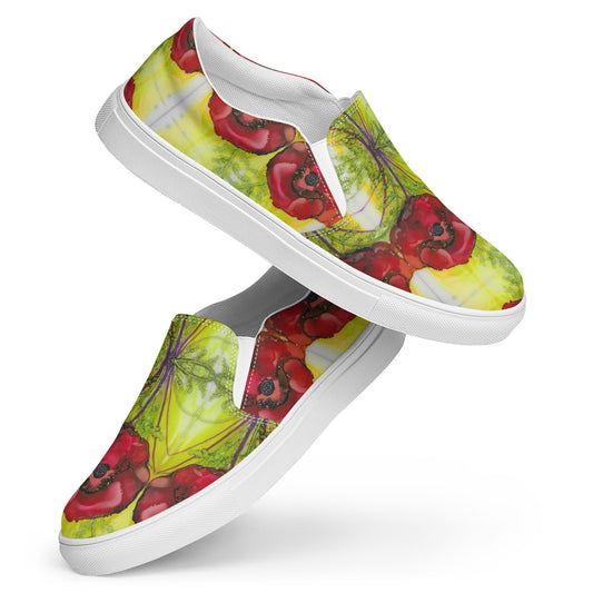 Red Bloom Women’s slip-on canvas shoes